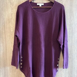 NWOT Michael Michael Kors Women's Purple Knit Tunic Sweater Size L Long Sleeve